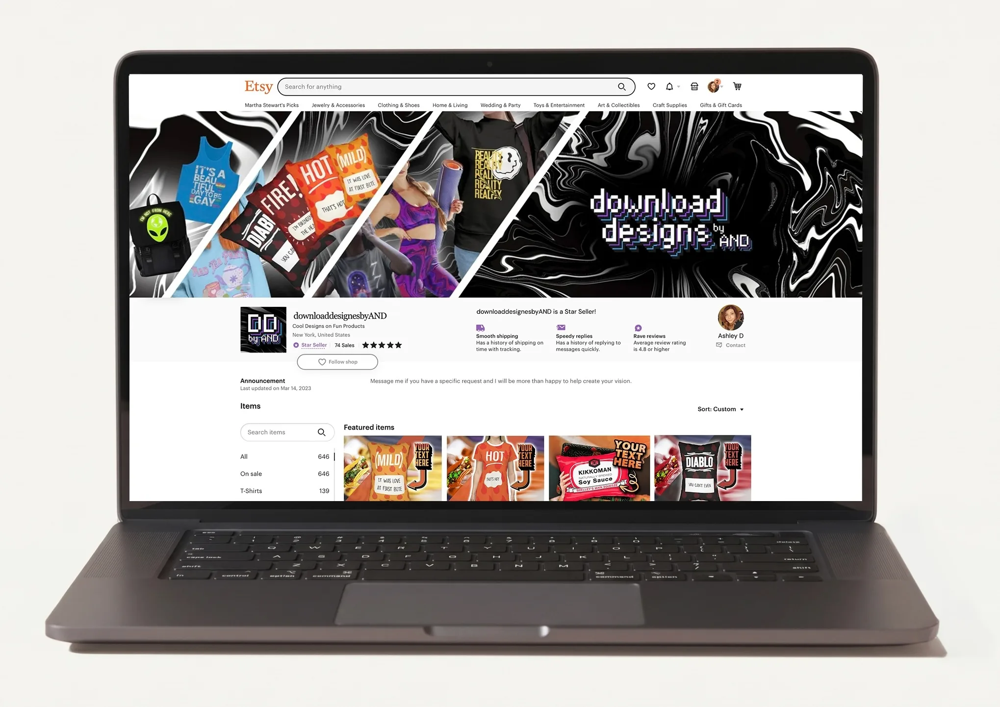 Etsy storefront