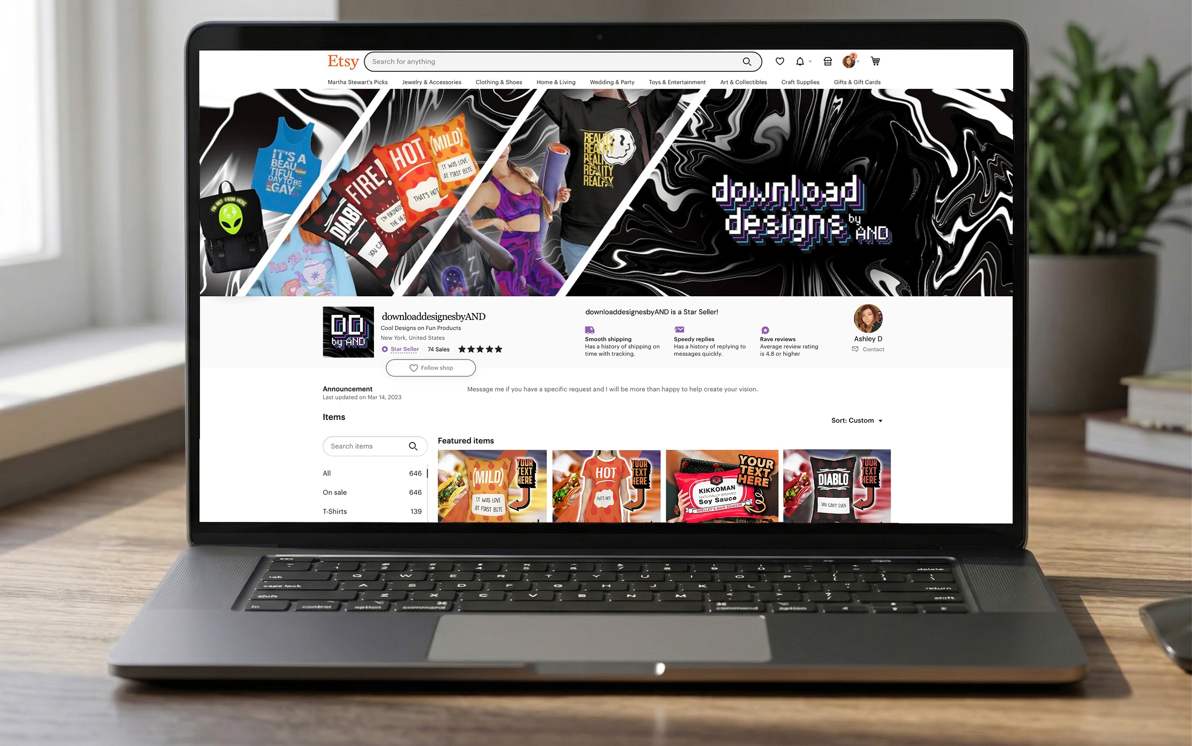 Ashley's Etsy storefront